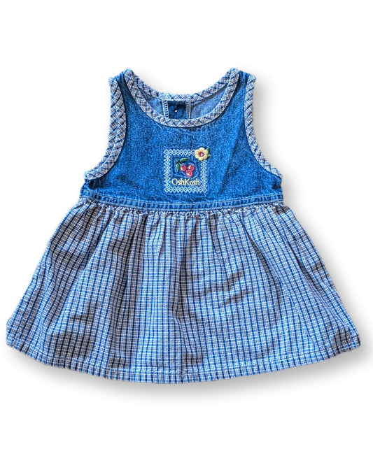 (bébé) Robe tablier avec haut en jeans et jupe Vichy | CARTER'S | 18 mois