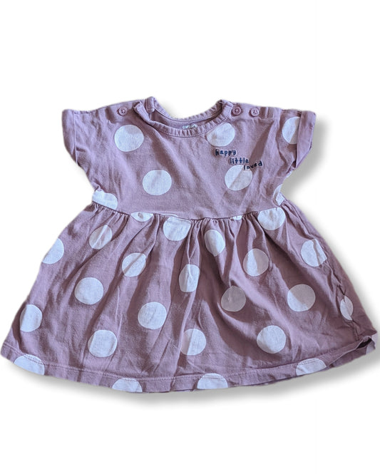 Robe légère en jersey rose avec imprimé pois & message brodé | CARTER'S | 9 mois