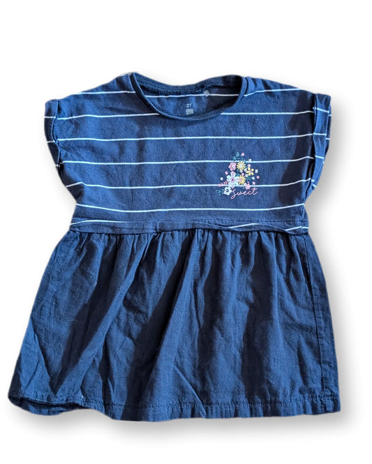 Robe légère à rayures marinières et manches retroussées | TAG | 2 ans