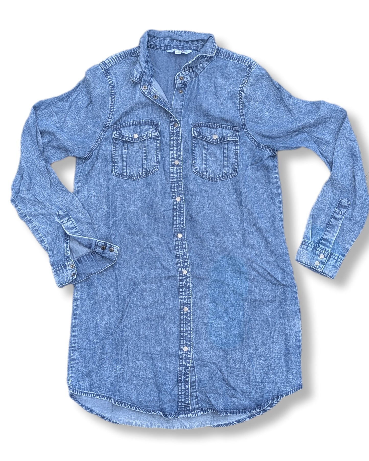 Robe-chemise manches longues en denim clair | M