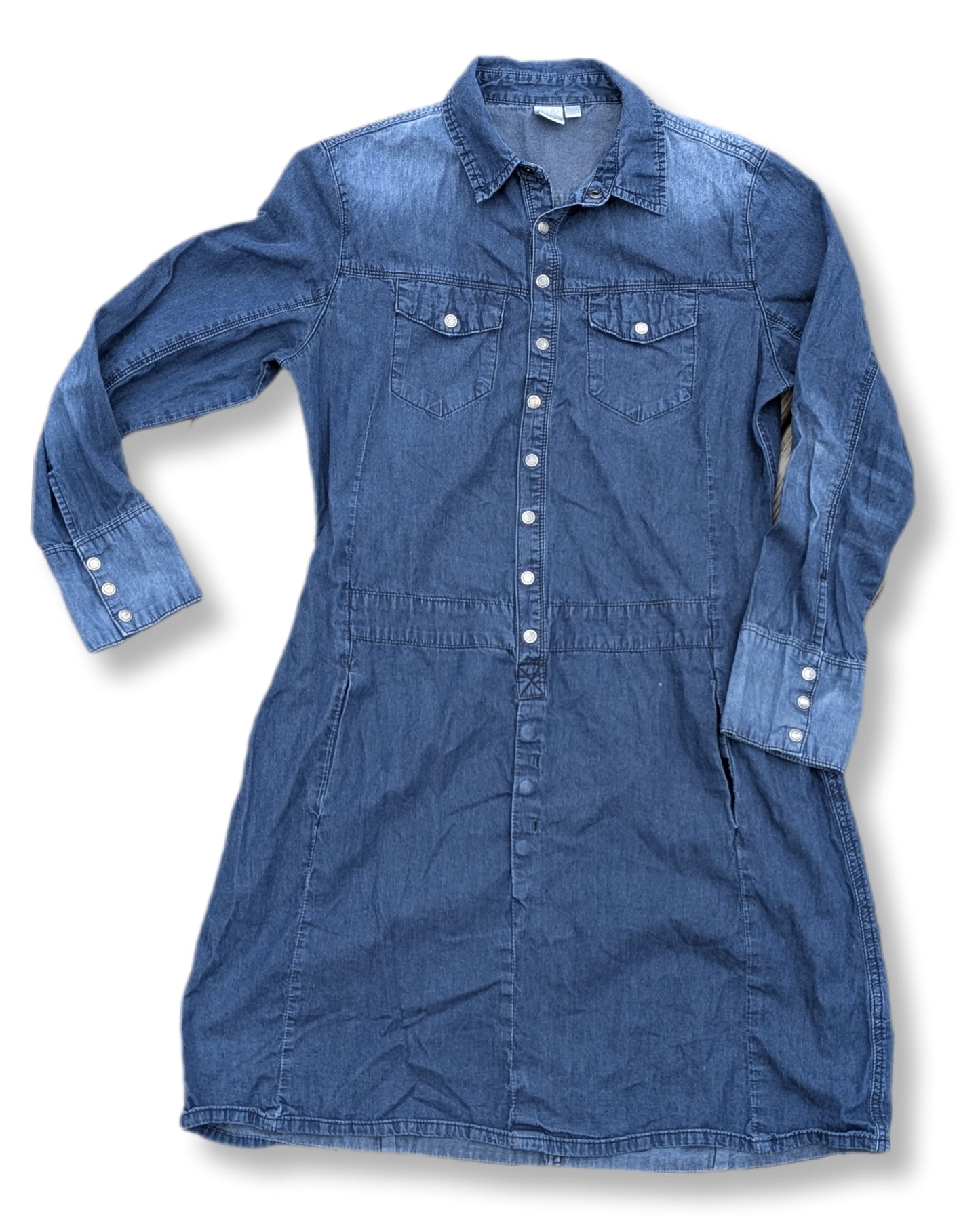 Robe-chemise longue en denim foncé | M