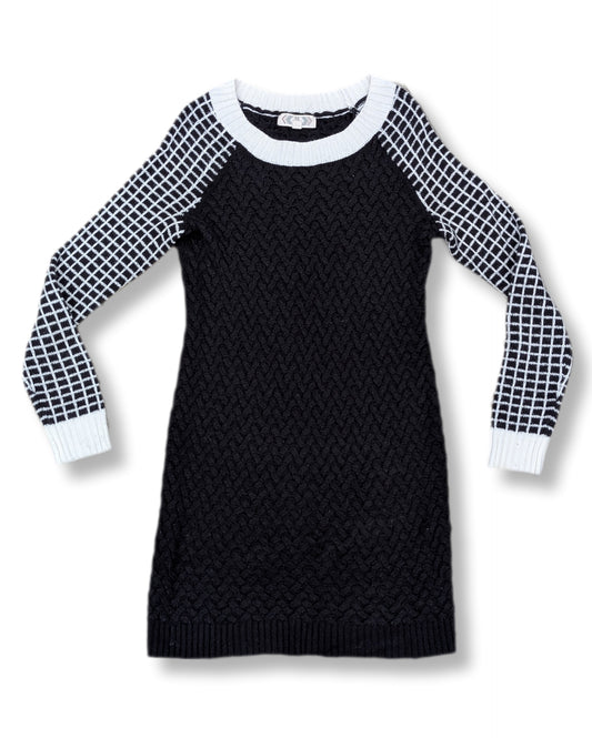 Robe en tricot aux manches longues motif damiers | M