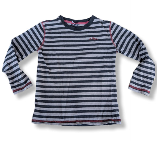 * T-shirt à manches longues rayé gris et noir | 4-5 ans