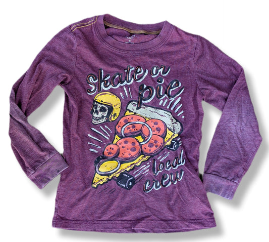 T-shirt à manches longues couleur prune chiné, avec motif 'Skate or Pie' | CARTER'S | 6 ans