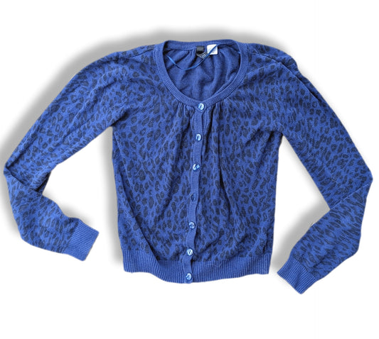 Cardigan violet à col rond et imprimé léopard | H&M | SMALL