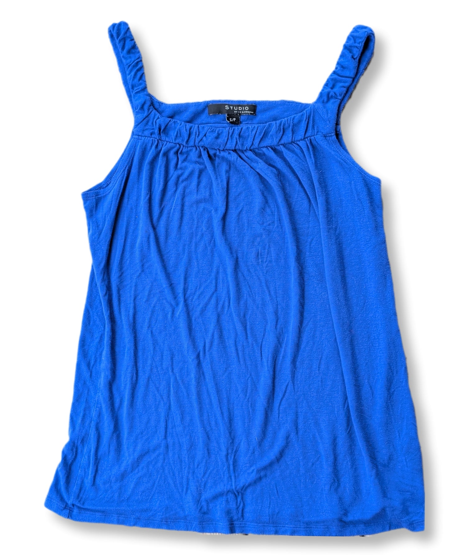 Débardeur bleu royal avec bretelles & col froncé | SMALL