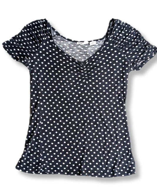 T-shirt manches courtes à col en V imprimé de petits pois | SMALL