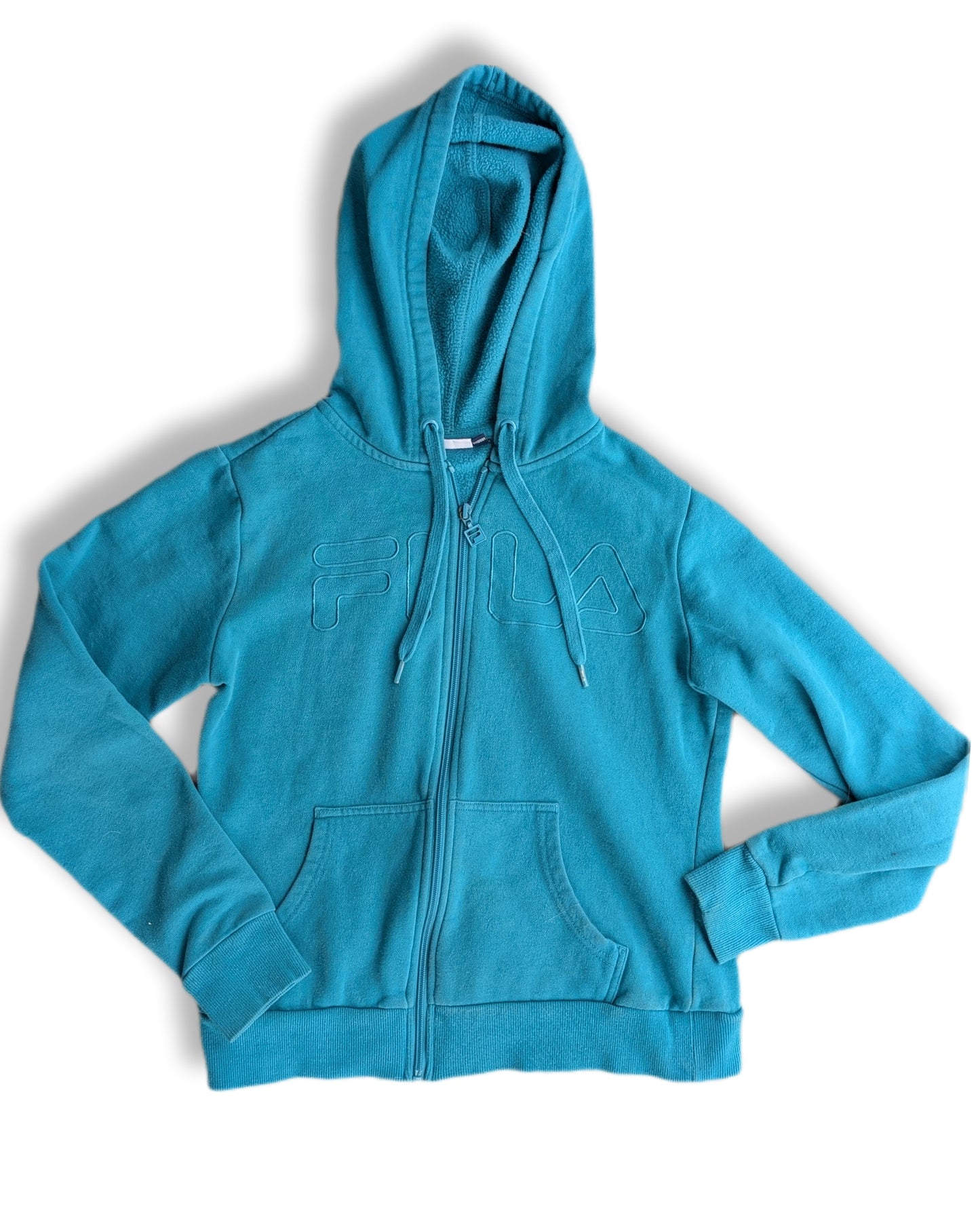 Chandail à capuchon couleur turquoise, zippé coupe classique | FILA | MÉDIUM