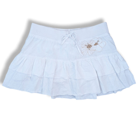 Mini-jupe blanche avec taille élastique et cordon à la taille | Le garage | MÉDIUM