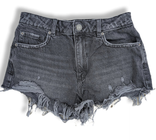 Shorts en denim noir délavé avec effet effiloché | Le garage | SMALL