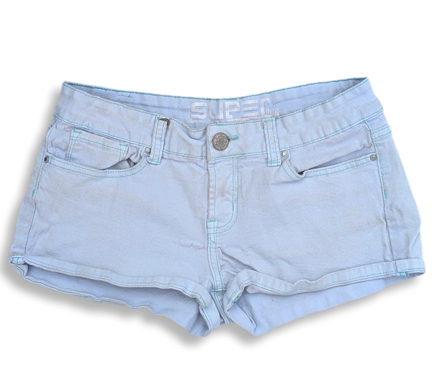 Shorts taille basse en denim clair | 27