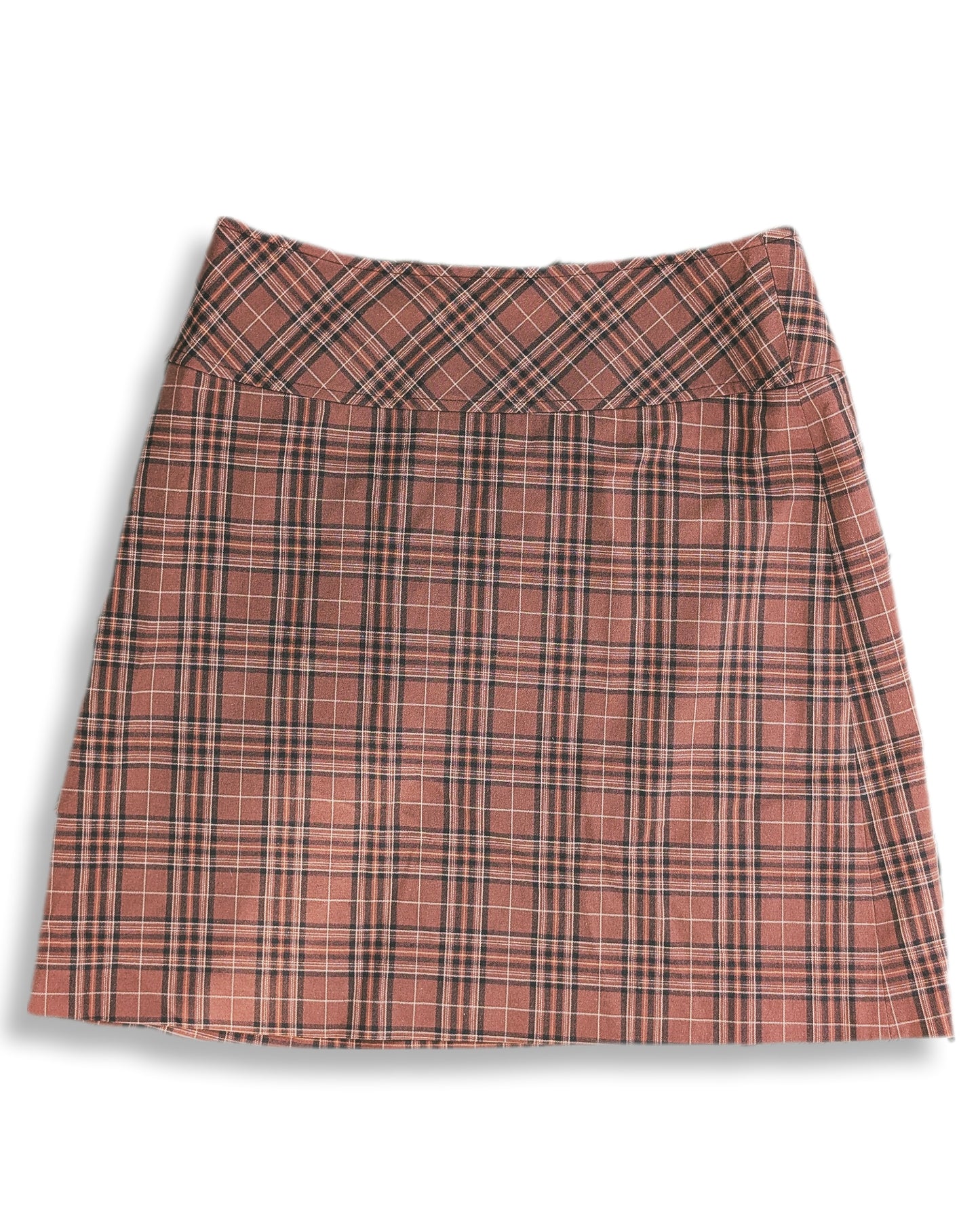 Jupe à carreaux style écossaise teinte de brun | 06