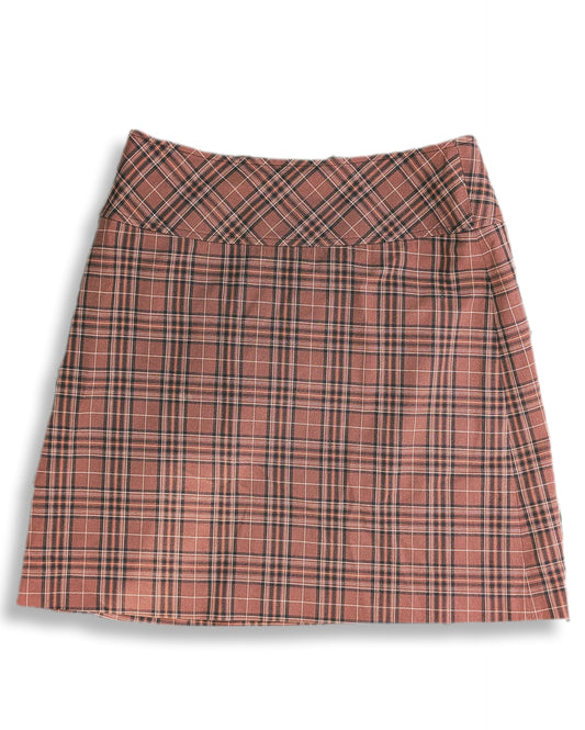 Jupe à carreaux style écossaise teinte de brun | 06