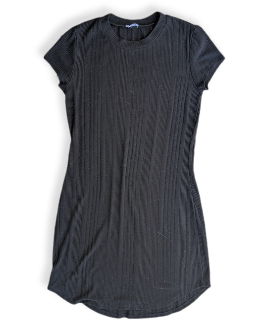 Mini-robe noire style t-shirt côtelée | S