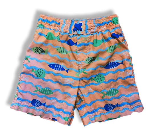(bébé) Shorts de bain à motifs de poissons & vagues | 24 mois