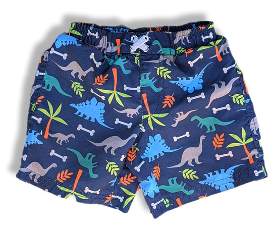 (bébé) Shorts de bain marine à motifs de dinosaures | (sans étiquette) ~ 12 mois