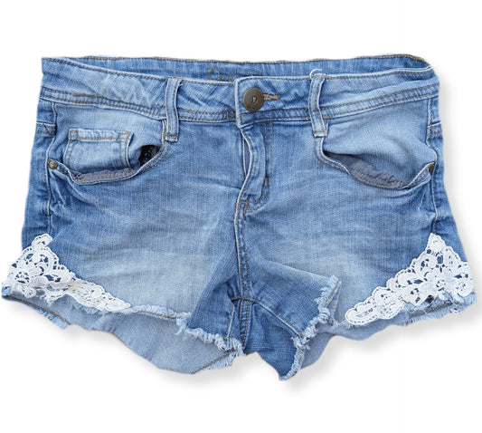 (Ado) Shorts en denim délavé avec bordure en crochet | 16 ans