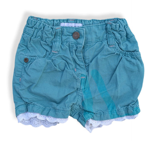 Shorts vert/bleu avec dentelle | Souris-mini | 9 mois