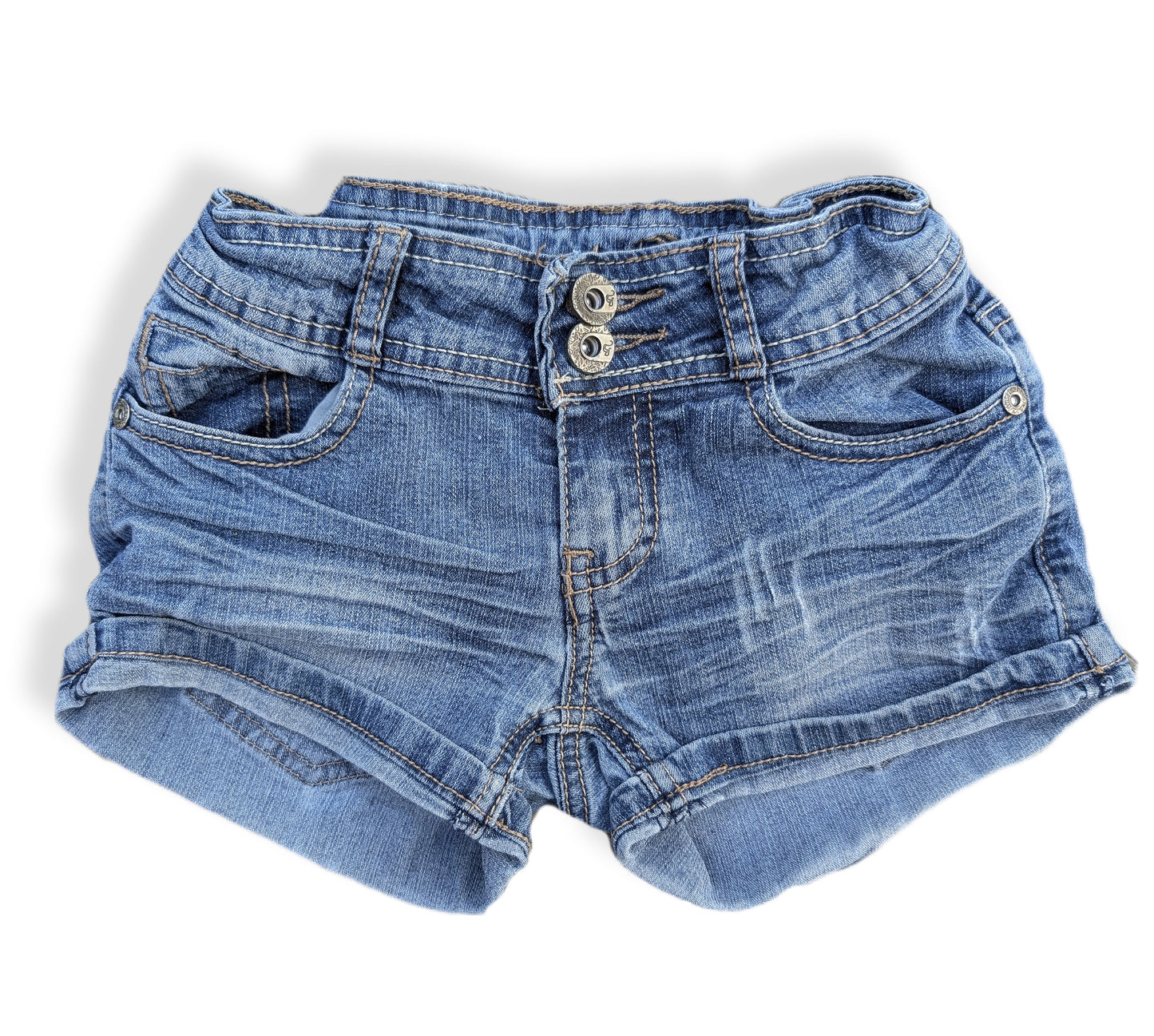 Shorts en jean avec taille élastique et double bouton | 7 ans