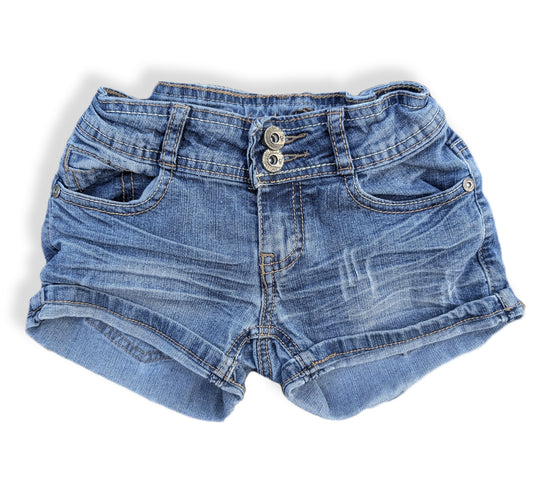 Shorts en jean avec taille élastique et double bouton | 7 ans