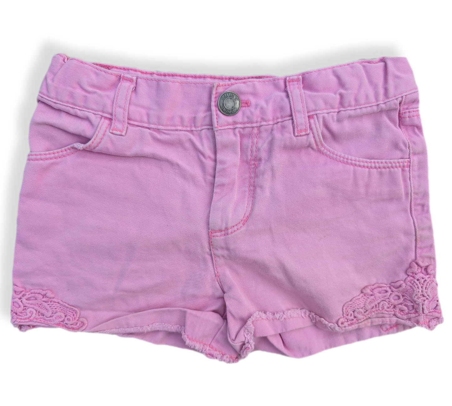 Shorts en denim rose avec bordure en crochet | CARTER'S | 5 ans