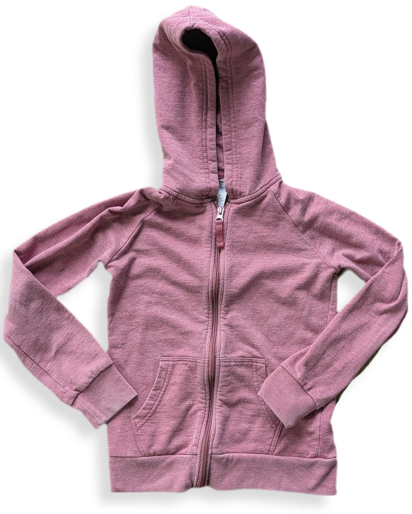 Chandail à capuchon zippé rose chiné | TAG | 8 ans