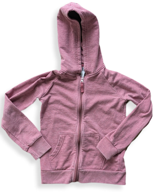 Chandail à capuchon zippé rose chiné | TAG | 8 ans