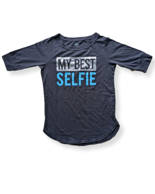 T-shirt à manches 3/4 noir imprimé "MY BEST SELFIE" | GEORGE | 7-8 ans
