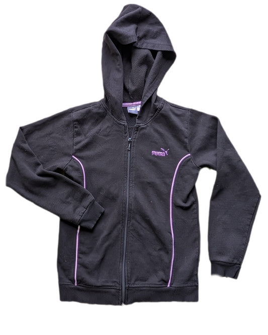 (Ado) Chandail à capuchon noir zippé avec détails violets | PUMA | 16 ans