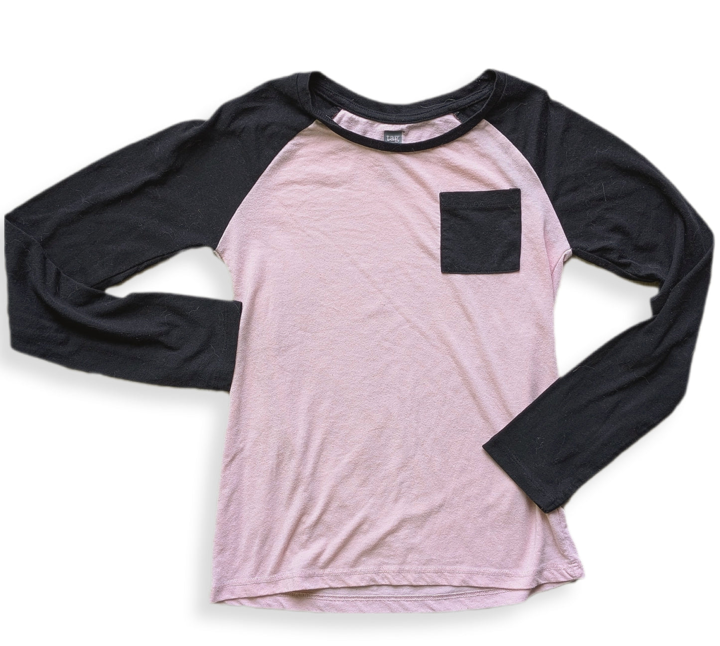 T-shirt à manches longues rose et noir style baseball | TAG | 8 ans