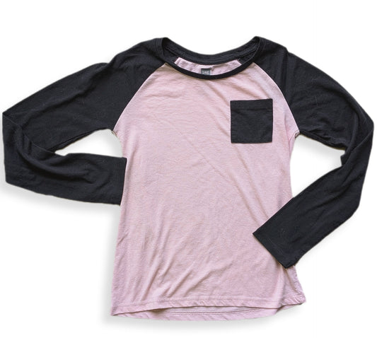 T-shirt à manches longues rose et noir style baseball | TAG | 8 ans