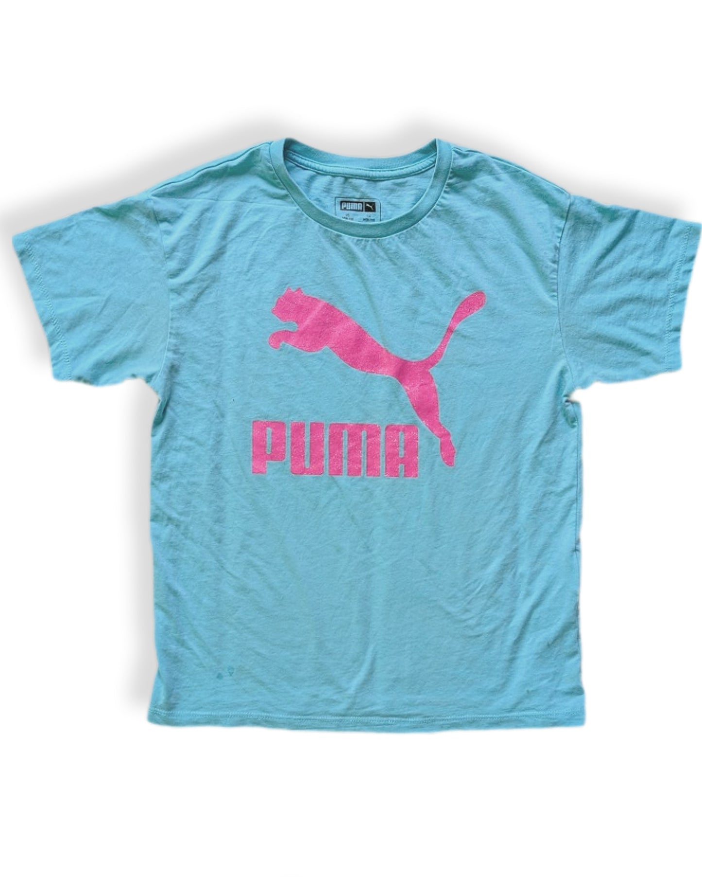 T-shirt à manches courtes turquoise avec logo rose éclatant | PUMA | 8-10 ans