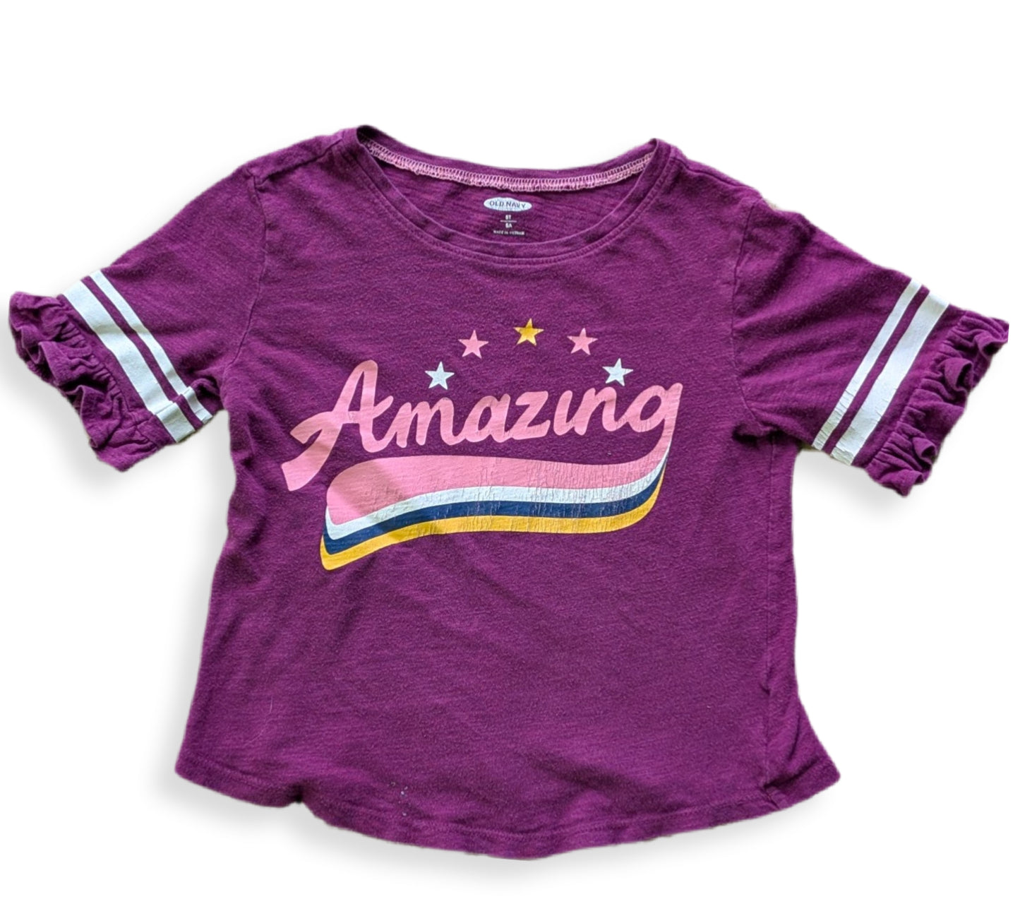 T-shirt à manches courtes prune, avec message positif | OLD NAVY | 5 ans