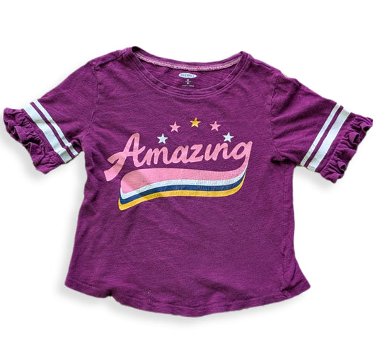 T-shirt à manches courtes prune, avec message positif | OLD NAVY | 5 ans