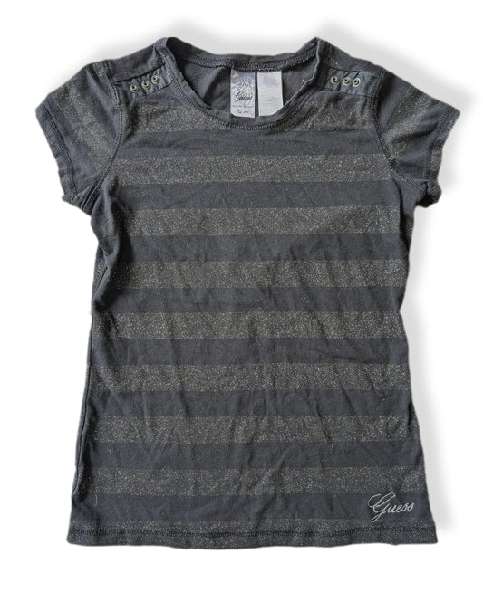 (Ado) T-shirt scintillant à manches courtes couleur charbon | GUESS | 10-12 ans