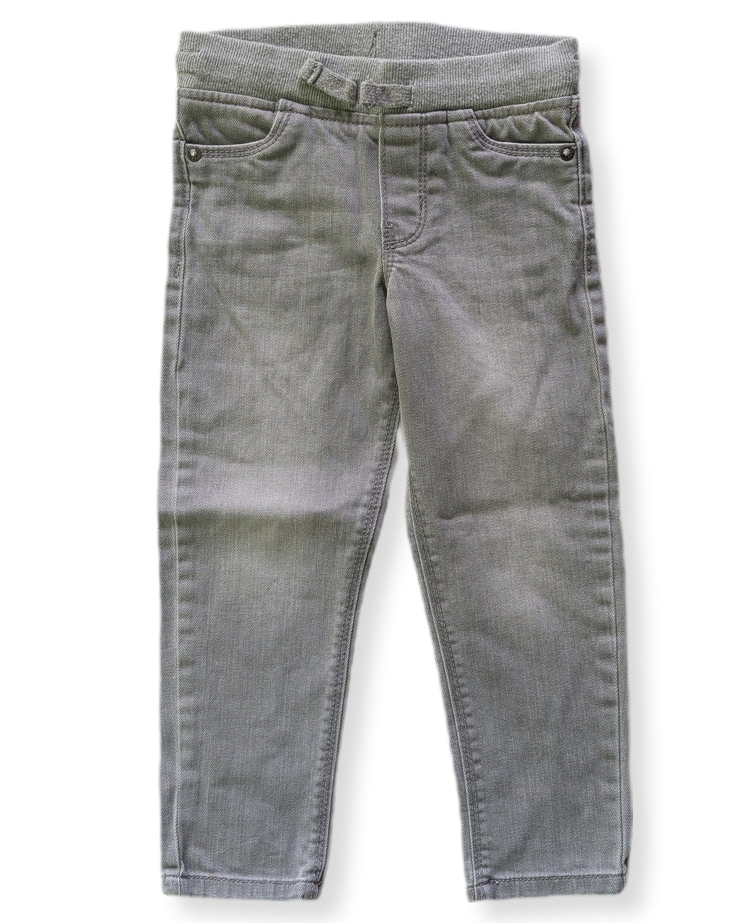Pantalon en jean délavé gris avec cordon de serrage décoratif | CARTER'S | 4 ans