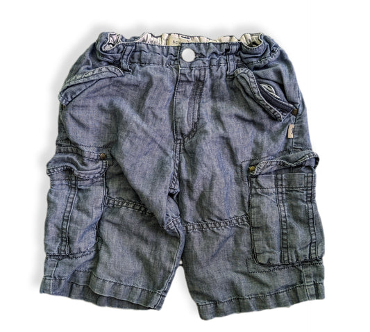 Shorts cargo délavé avec taille élastique & ajustable | 4 ans (fait plus grand)