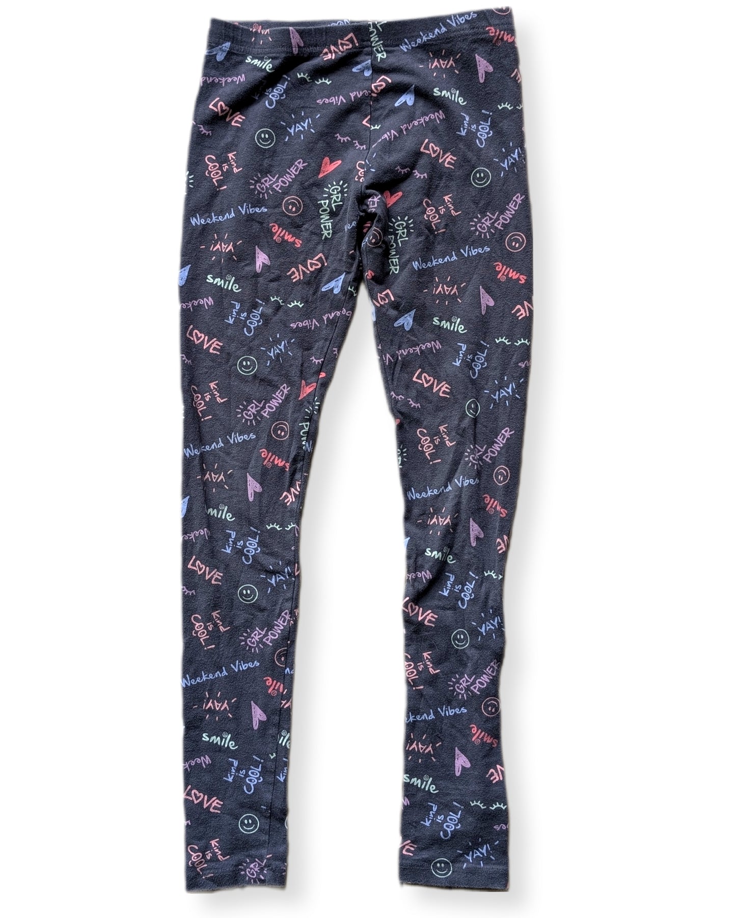 (Ado) Leggings noirs à motifs "Good Vibes" | GEORGE | 10-12 ans