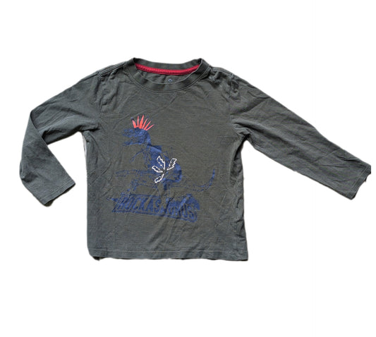 T-shirt à manches longues vert foncé, motif de dinosaure punk | GEORGE | 5 ans