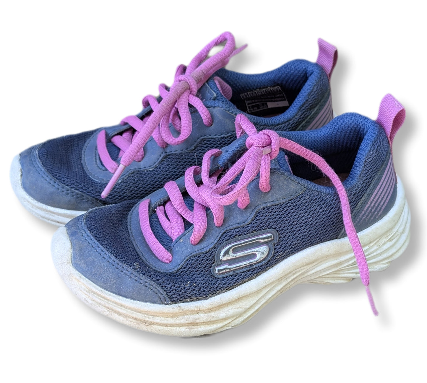 Chaussures de sport bleues avec lacets roses & semelle blanche | Skechers | 11  (17 cm)
