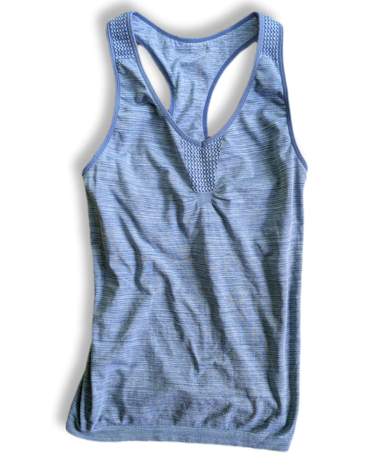 Camisole bleu chiné à dos nageur | SMALL