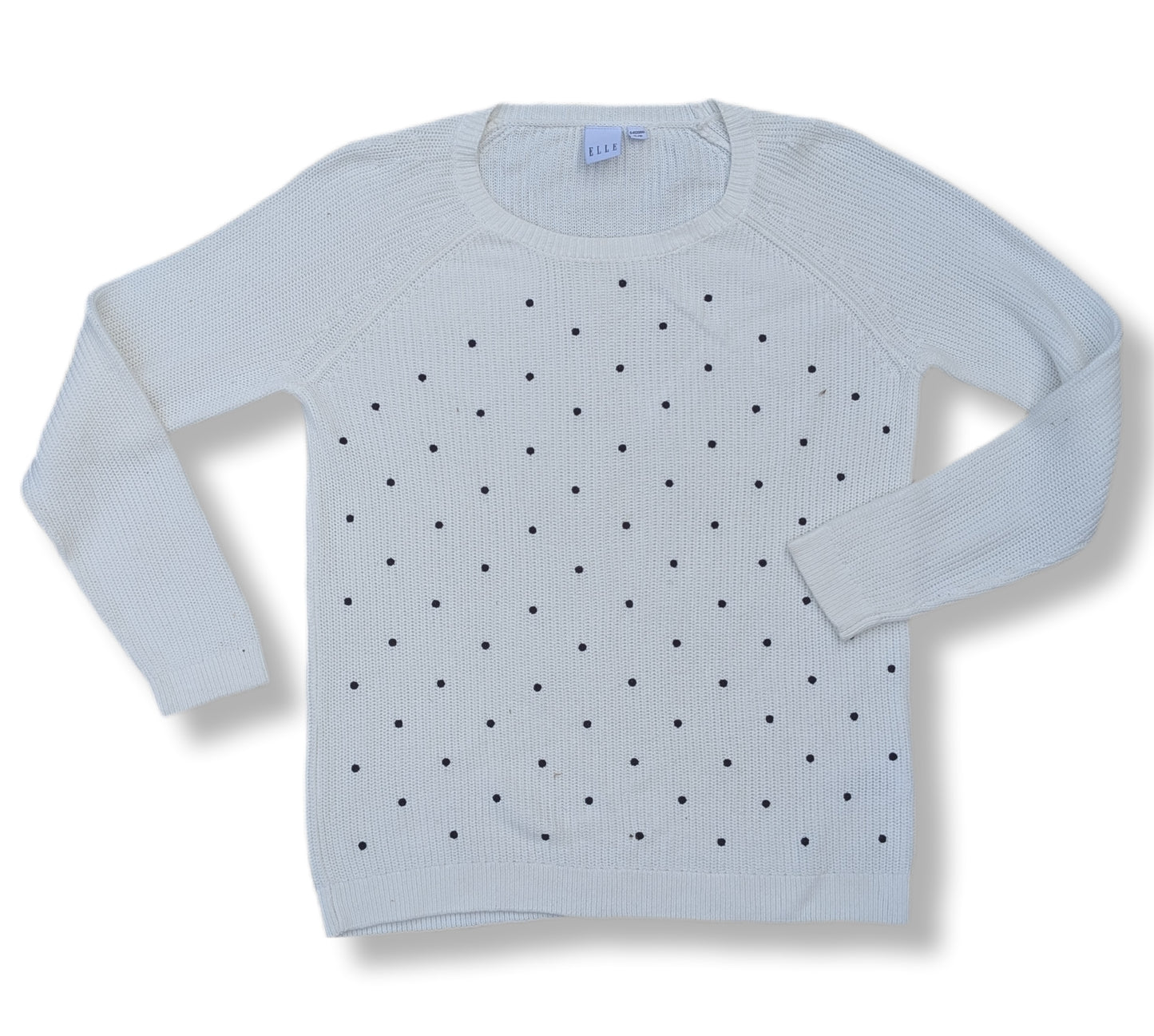 Chandail blanc cassé à manches longues avec imprimé de petits pois | ELLE | SMALL