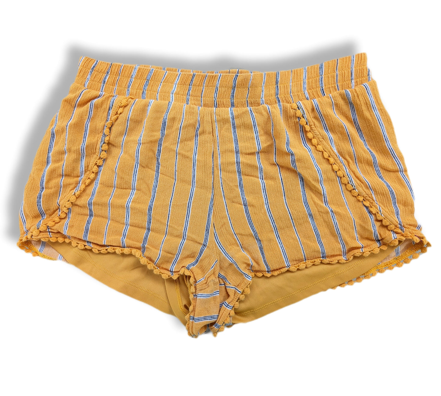 Shorts rayés style bohème de couleur jaune moutarde | Ardène | SMALL