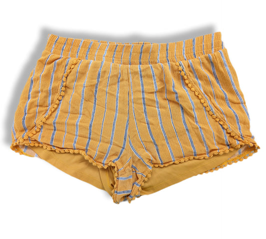 Shorts rayés style bohème de couleur jaune moutarde | Ardène | SMALL
