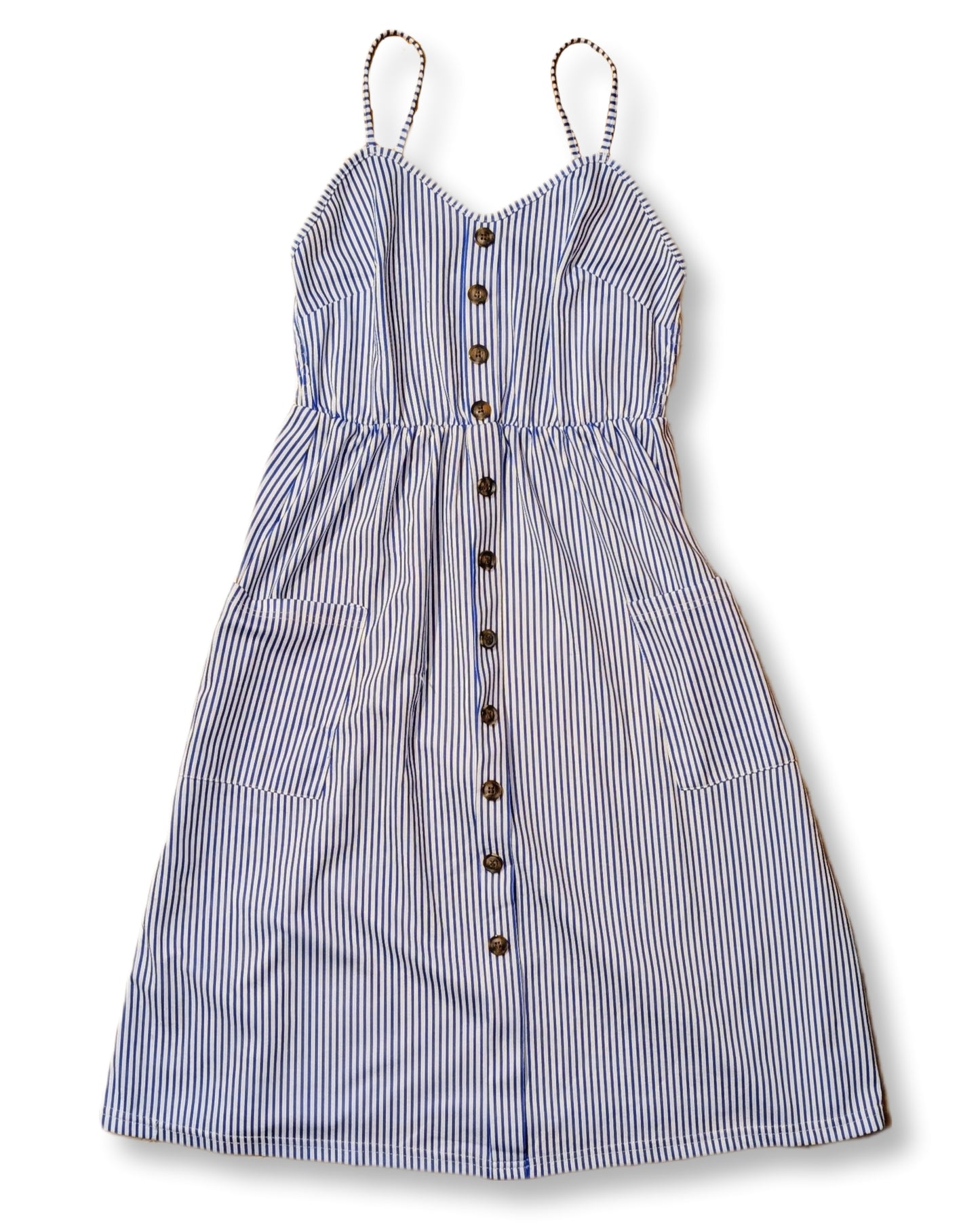 Robe Bretelles Spaghetti à rayures et grandes poches | M