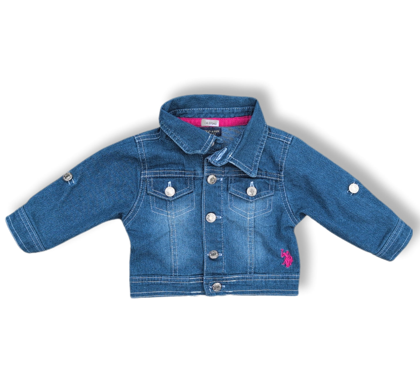 Manteau de jeans foncé avec broderie rose éclatante & contrastante | u.s. polo assn | 24 mois