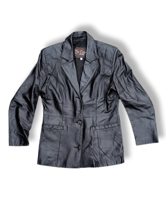 Veste (Blazer) en cuir noir avec coupe ajustée & flatteuse | Dicapra | LARGE
