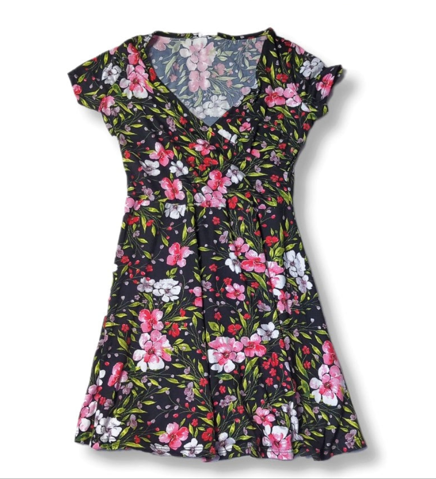 Mini-robe cache-cœur à col en V coupe patineuse | XS