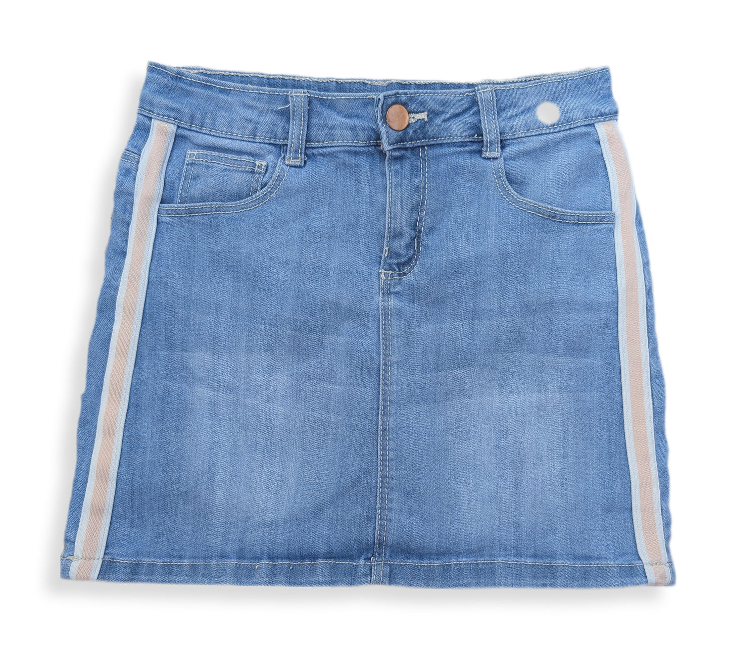 (Ado) Jupe en jean avec bandes blanches/rosées | On s'en fou des garçons | 14 ans