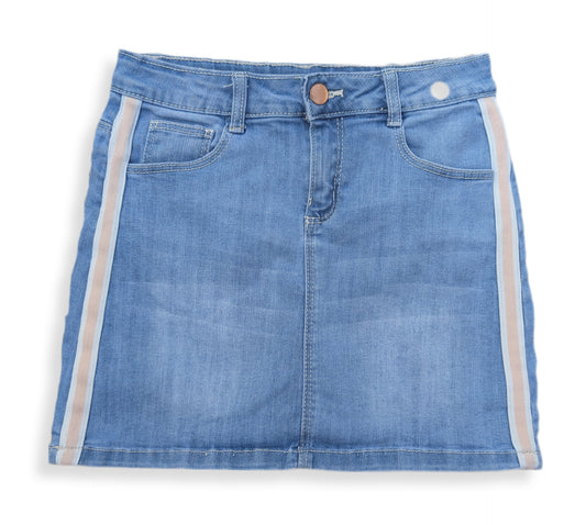 (Ado) Jupe en jean avec bandes blanches/rosées | On s'en fou des garçons | 14 ans